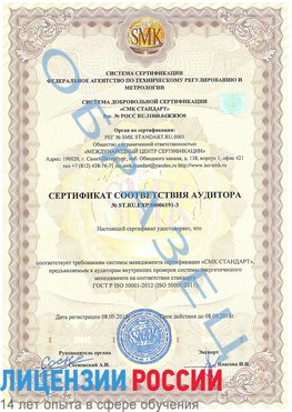 Образец сертификата соответствия аудитора №ST.RU.EXP.00006191-3 Шадринск Сертификат ISO 50001